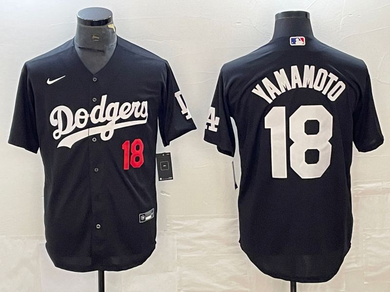 Men Los Angeles Dodgers #18 Yamamoto Black Nike Game MLB Jersey style 2->los angeles dodgers->MLB Jersey
